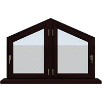 Деревянное окно - пятиугольник из лиственницы Модель 114 Палисандр